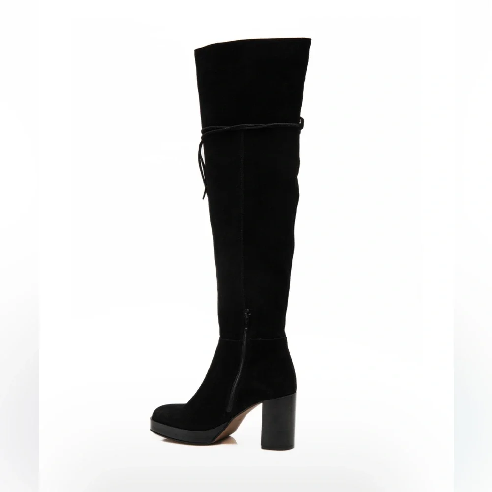 Free People Black Suede NWOT Echo Platform‎ Over The Knee Boot Size 9.5